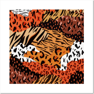 animal print mashup pattern zebra, leopard, girrafe, tiger Posters and Art